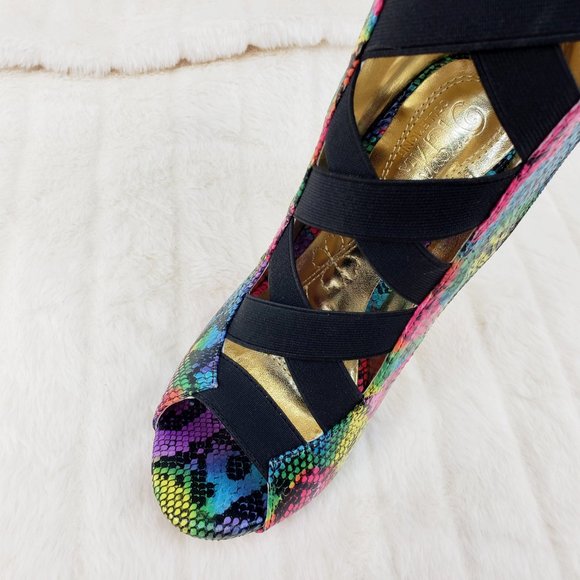 Colorful Rainbow Snake Bandage Ankle Boots - Picture 13 of 13